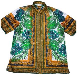 Prestige Original Shirt Mens 2X Button Short Sleeve Greek AOP See Thru Abstract